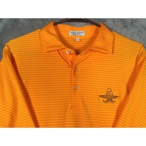 Peter Millar Floridian Golf Sombrero Logo Mens Polo Shirt Orange Size Large